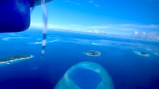 MALDIVES  Takeoff from Kihavah Baa Atoll  Manta Air DHC6300 [upl. by Katzen]