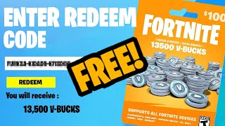 NEW FREE 13500 VBUCKS GIFT CARD REDEEM CODE GLITCH [upl. by Codding]