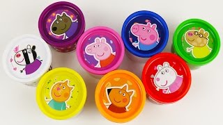 Learn Colours With Peppa Pig Play Doh Cans Surprise Fun Toys colors Lesson [upl. by Ekyt]