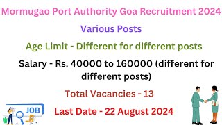 Mormugao Port Authority Goa Recruitment 2024 for Technical Posts  Latest Jobs Notifications jobs [upl. by Desdamonna]