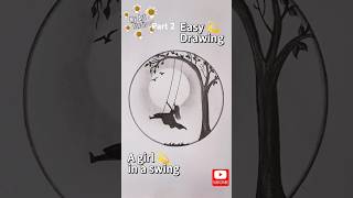 How to draw alone girl swinging  Drawing Girl  Circle Drawing  step by step youtubeshorts art [upl. by Ciccia717]