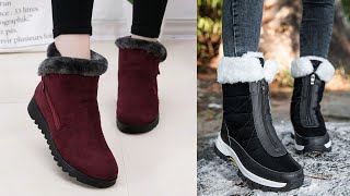 New WInter Beautiful footware fashionable boots and Warm Plush Snow Shoes Zipper designs 2024 [upl. by Hose]