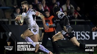 Guinness PRO14 Round 15 Highlights Ospreys v Ulster Rugby [upl. by Ardnauq124]