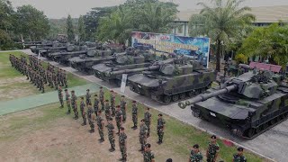 Tradisi Penerimaan 9 Unit Kendaraan Tempur Medium Tank Harimau Oleh Wadanpussenkav TNI AD [upl. by Silver]