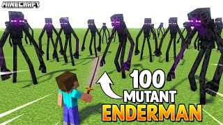 100 Mutant Enderman vs Me in Minecraft [upl. by Einhoj]