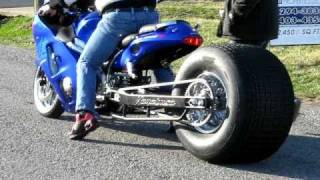 HAYABUSA 1500 BURN OUT CUSTOM MADE FAT TIRE KITS GIVE IT FULL THROTTLE ALL THINGS CHROME [upl. by Ricoriki209]