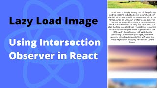 Lazy load images in React using Intersection Observer [upl. by Moira]