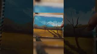 Gouache fall landscape demonstration gouachepainting art landscape autumnpainting [upl. by Ailhat]