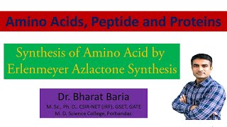 Synthesis of amino acid by Erlenmeyer Azlactone Synthesis  Dr Bharat Baria [upl. by Cherry]