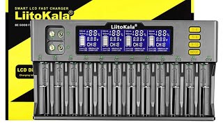 LiitoKala LiiS12 12 slot smart battery charger Liion IMR LifePo4 Nimh Nicd AA AAA 18650 [upl. by Labors]