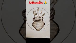 Easy Brush Pot Drawing  Pot Drawing with Pencil  Pencil Shading Drawing  Shorts 2024 [upl. by Ycniuqed]