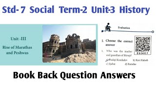 Rise of Marathas and Peshwas class 7 book back answers  7th std social term 2 unit 3 history [upl. by Croix16]