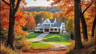 Beautiful Autumn Foliage in Countryside  Fall Leaves Colors and Cozy Homes  Autumn Ambience 4K [upl. by Kcim36]