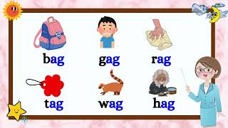 Word Family ag  Word Families  ag Phonics CVC Words for Kindergarten  AG words for kids [upl. by Cheslie]