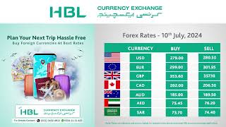 HBL Currency Exchange Forex Rates 10th July 2024  Time  400 pm [upl. by Luis]