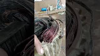 Copper wires coil cutting from motor rewinding stator [upl. by Leacock675]