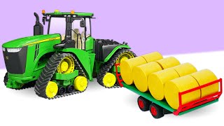 Un tractor con remolque Tractores infantiles Videos de coches y vehículos de servicio para niños [upl. by Akkin]