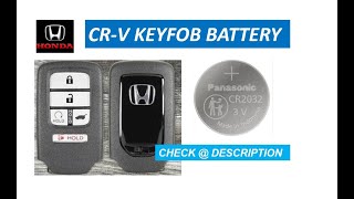 2017  2022 Honda CRV Key Fob Battery Replacement [upl. by Nebuer293]