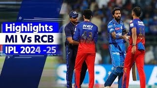 RCB vs MI IPL Highlights 2024 Mumbai Indians Vs Bangalore Today Match Highlights  MI vs RCB [upl. by Hanid]