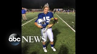 Homecoming queen makes gamewinning kick during football game [upl. by Gorton]