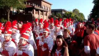 The Cornhusker Marching Band comes down Stadium Drive  92609 [upl. by Hairim777]