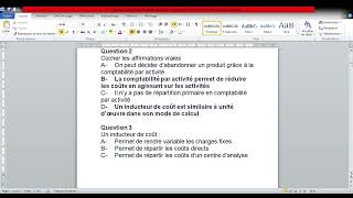 Comptabilité analytique dexploitation  la méthode ABC QCM [upl. by Meggi340]