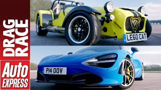 McLaren 720S vs Caterham 620R drag race  supercar takes on pocket rocket [upl. by Mafalda]