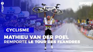 Cyclisme  Mathieu Van der Poel remporte son 3e Tour des Flandres [upl. by Nosna]