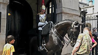 HEARTWARMING Kings Guard Horse Quenched amp Spoiled by Trooper on Scorching Day [upl. by Amuwkuhc]