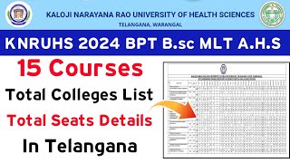 KNRUHS BPT Bsc MLT amp AHS Colleges List 2024  KNRUHS AHS Colleges list [upl. by Archie]