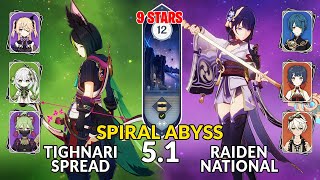 New 51 Spiral Abyss│Tighnari Spread amp Raiden National  Genshin Impact Floor 12 [upl. by Lomaj]