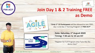 PMIACP Online Training  Day 1  1st Aug20 Agile principles amp Mindset [upl. by Leilah]