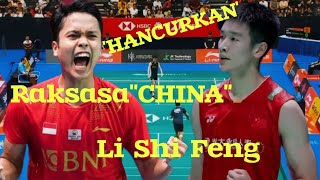 PecundanginRAKSASA CHINA Anthony Ginting INA vs Li Shi Feng CHA SINGAPORE OPEN [upl. by Aba]