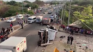 WARNING GRAPHIC CONTENT  At least 54 migrants die in Mexico truck accident [upl. by Carlita]