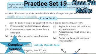 Practice Set 19 Class 7th Maths  Ls4 Angles and pairs of angles  Std 7th maths [upl. by Goldenberg]