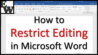 How to Restrict Editing in Microsoft Word [upl. by Scherman]