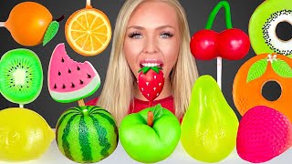 ASMR JELLY FRUIT WATERMELON CAKE POPS LEMON COOKIES SHORTBREAD PEAR LEMON JELLY MUKBANG 먹방 먹는 소리 [upl. by Edny]