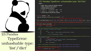 23 Pandas TypeError unhashable type listdict [upl. by Otrebide]