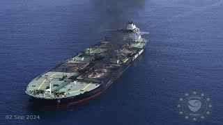 Burning oil tanker in Red Sea salvagers call off dangerous tow [upl. by Sukram61]