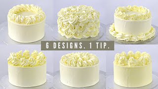 BEGINNERS PIPING TUTORIAL  6 DESIGNS 1 PIPING TIP │ 1M PIPING TIP │ CAKES BY MK [upl. by Ariahs98]