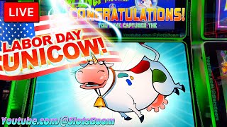 LABOR DAY UNICOW LIVE CATCH FREE GAMES  Invaders Attack From the Planet Moolah CASINO SLOTS [upl. by Blynn]