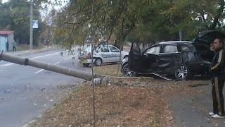 Audi Q7 crashing  rolling over into a pole Love karma [upl. by Maxi]