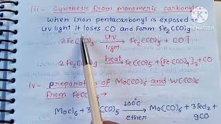 method of preparation of metal carbonyls [upl. by Olwena]