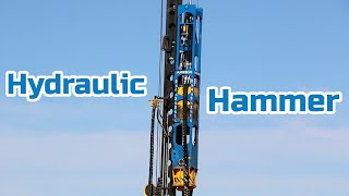 Driving Piles  Hydraulic Hammer  Construction Work  Satisfying [upl. by Ainak]