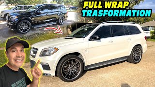 Full Wrap TRANSFORMATION 10 Minutes • Mercedes GL63 • 3M Satin Pearl White [upl. by Laersi558]