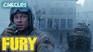 Fury Sherman Tank vs Tiger Tank BRAD PITT HD CLIP  With Captions [upl. by Adnalro]