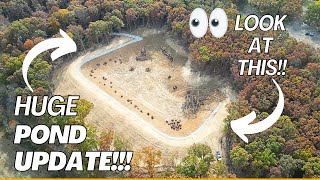 HUGE Pond Construction Update  Adding Fish Habitat and Final Touches  Drone video [upl. by Ettenuj734]