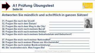 A1 Prüfung Zertifikat DaFÜbungsaufgaben S 04 [upl. by Zrike]