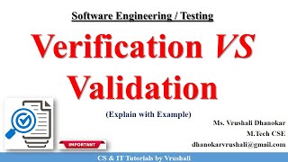 SE 49  Verification VS Validation with Example [upl. by Pryor399]