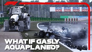 What if Pierre Gasly Aquaplaned Off Near the Tractor [upl. by Eirojam]